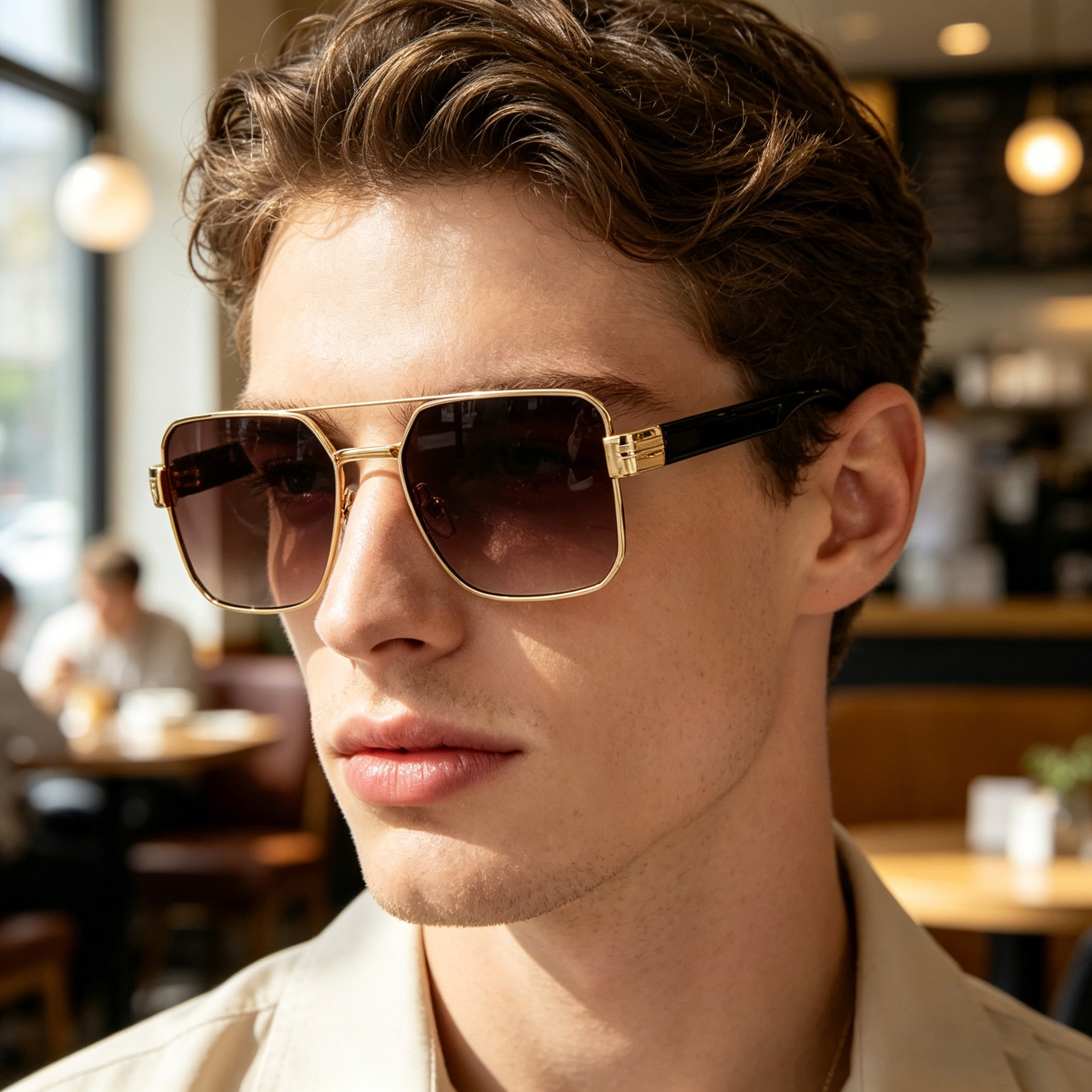 Wholesale Square Frame Metal PC Sunglasses For Men UV400 Protection - Everful