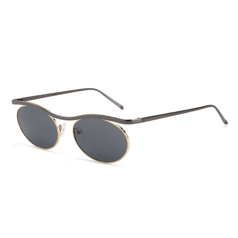 Wholesale Steampunk Oval Metal Sunglasses with UV400 Protection - Everful