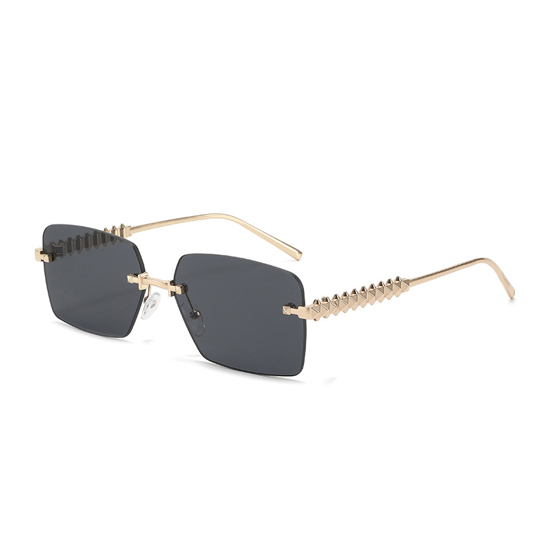 Wholesale Frameless Square Sunglasses with Pyramid Rivets for Women Men - Everful