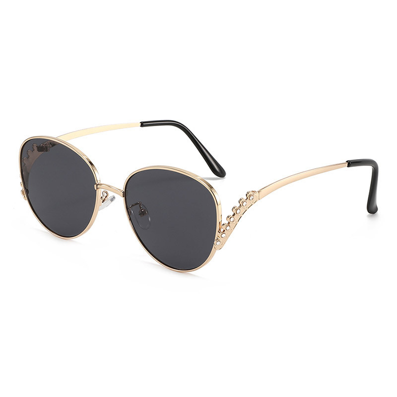 Wholesale Vintage Rhinestone Oval Sunglasses with Metal V-Shape Leg - Everful
