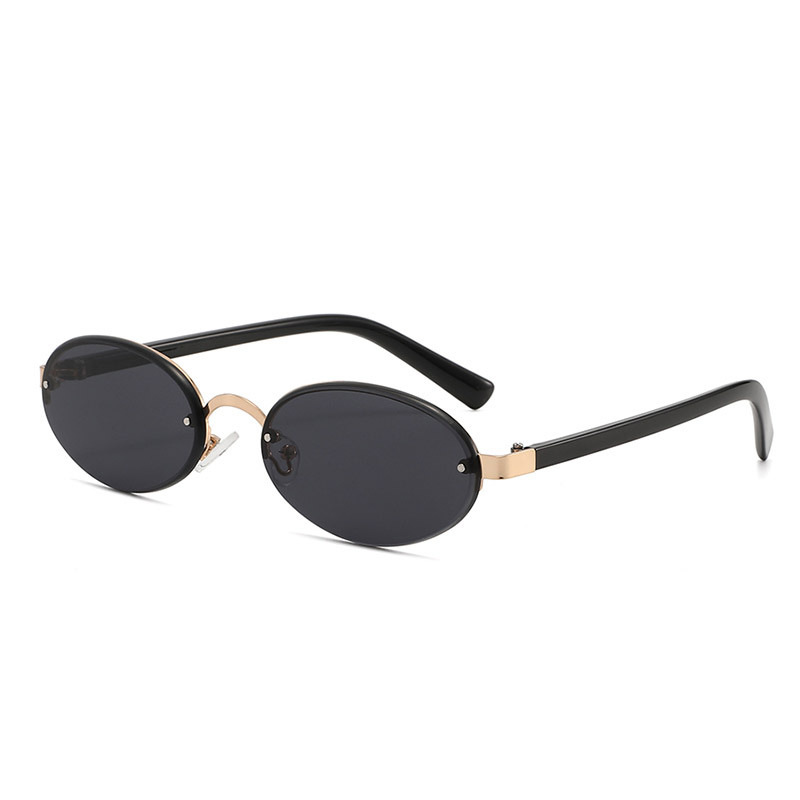 Wholesale Retro Rimless Oval Sunglasses UV400 Metal Alloy For Women - Everful
