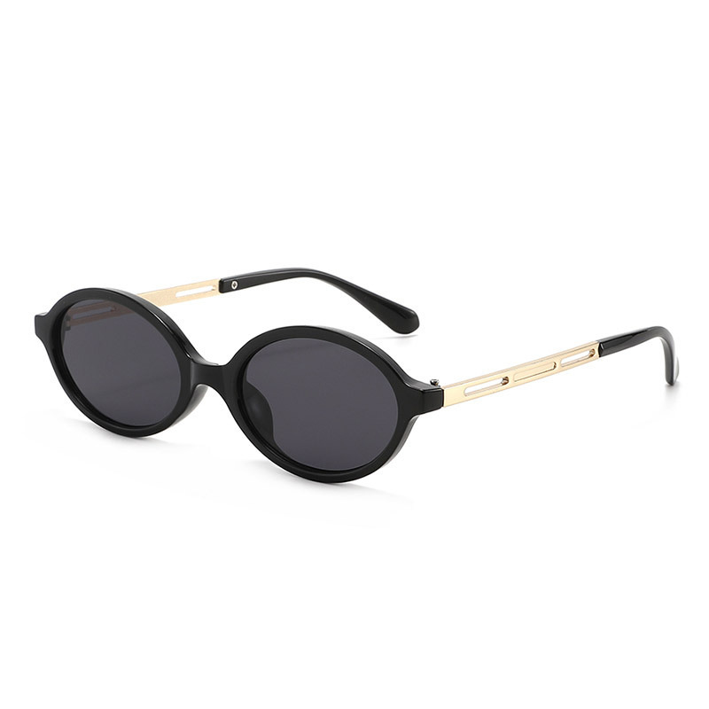 Wholesale Women's Retro Oval Sunglasses with Metal Hollow Temple - Everful