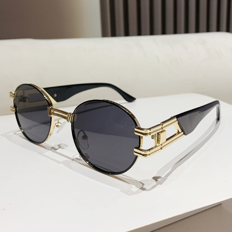 Wholesale Vintage Oval Small Metal Sunglasses UV400 Protection Eyewear - Everful