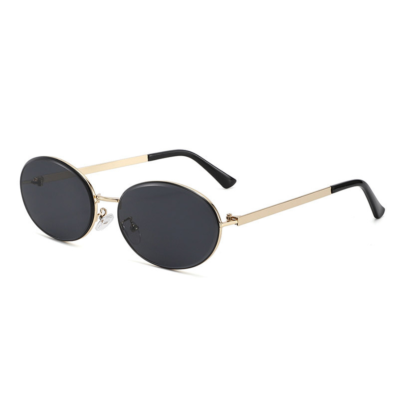 Women Retro Oval Sunglasses Alloy Gold Metal Frame PC Lens UV400 Protection Small Frame Fashion Sun Glasses Outdoor Beach Eyewear