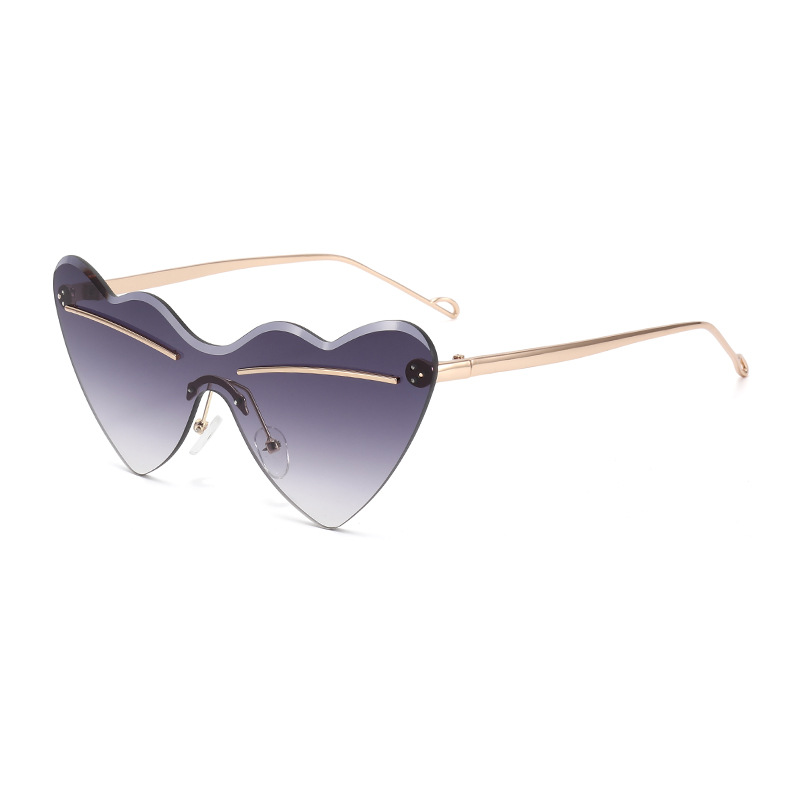 Wholesale Rimless Heart Shaped Gradient Sunglasses with Metal Frame - Everful