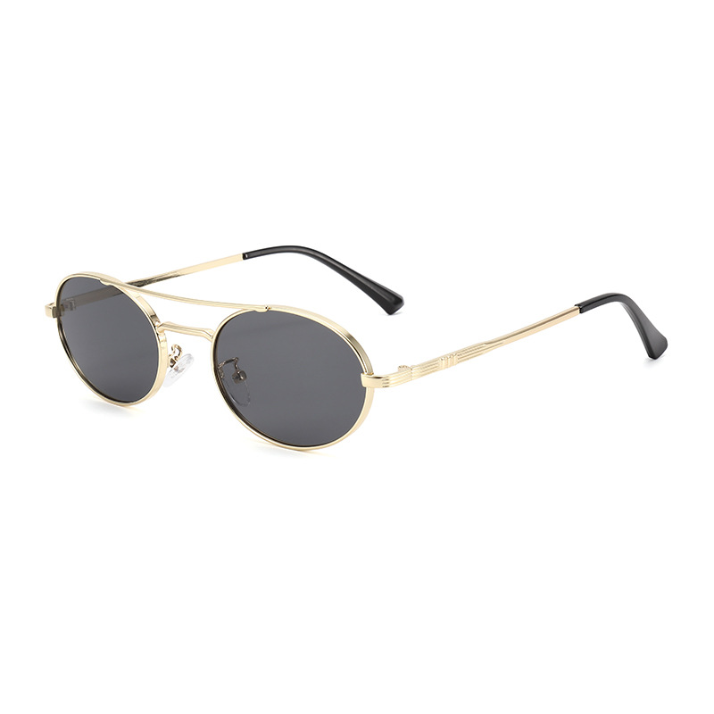 Wholesale Vintage Double Bridge Metal Frame Oval Sunglasses For Women Men - Everful