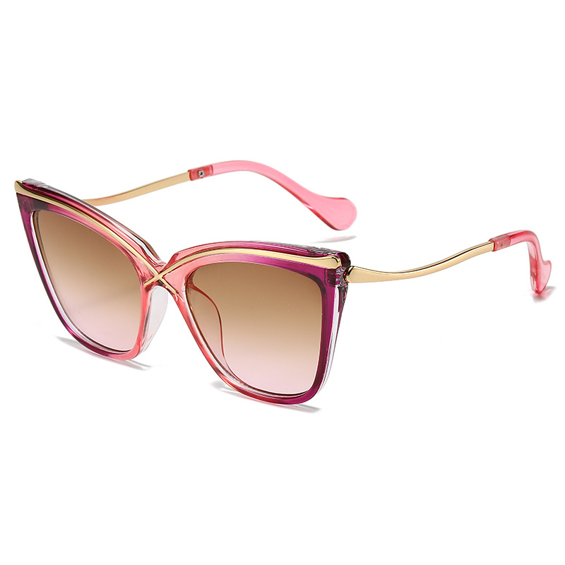Wholesale Vintage Cat Eye Sunglasses with Metal X-Bridge Design For Women - Everful