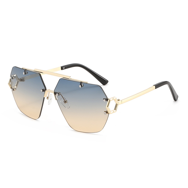 Wholesale Alloy PC Aviator Rimless Sunglasses UV400 Metal Double Beam - Everful