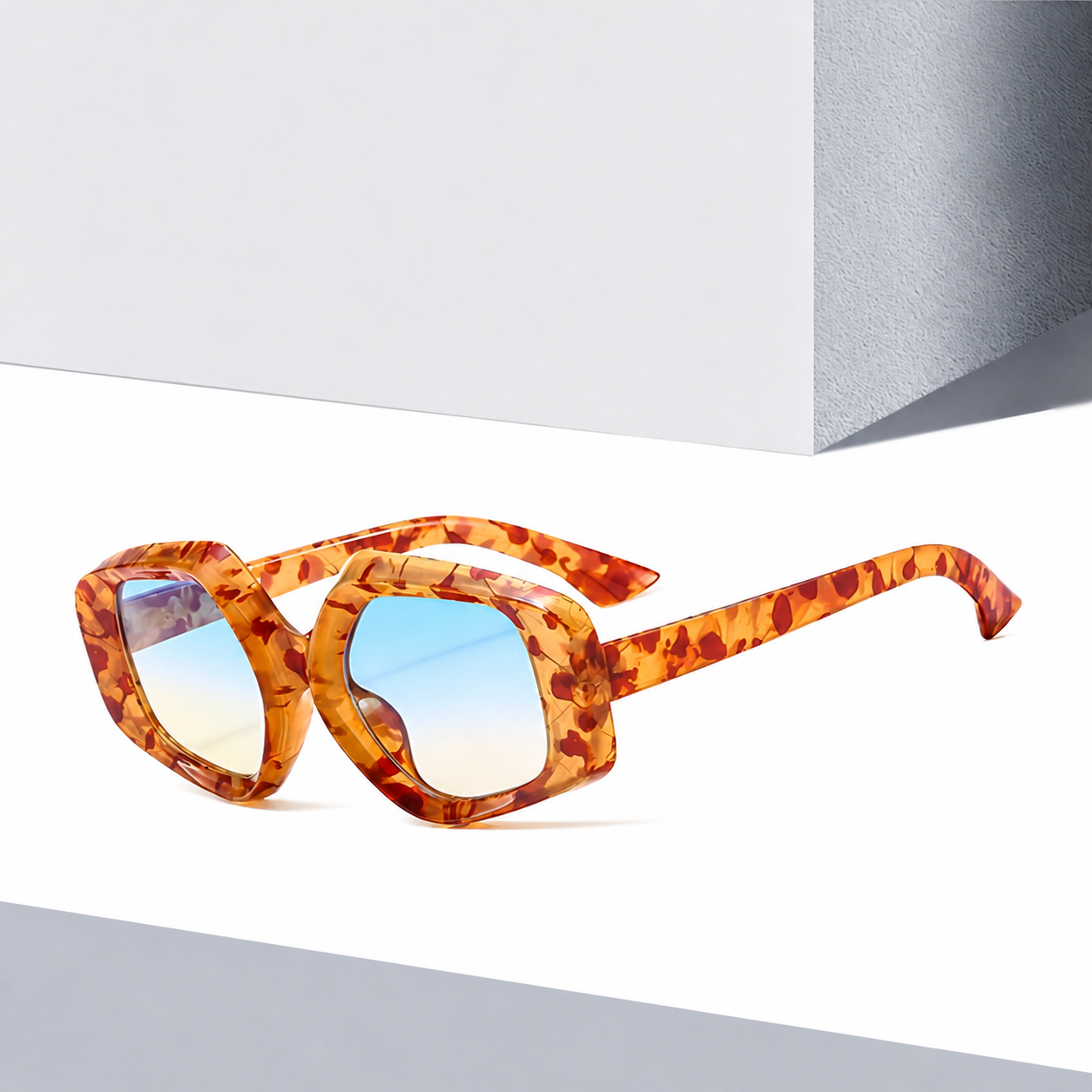 Wholesale Oversized Irregular Polygon Sunglasses with Matte PC Frame - Everful