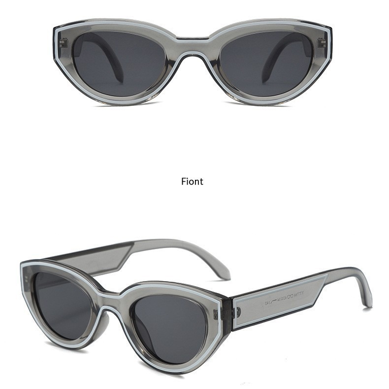 Wholesale Vintage Cat Eye Sunglasses With Contrast White Outline - Everful