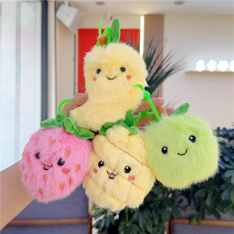 Cute Fruit Plush Keychain Strawberry Pineapple