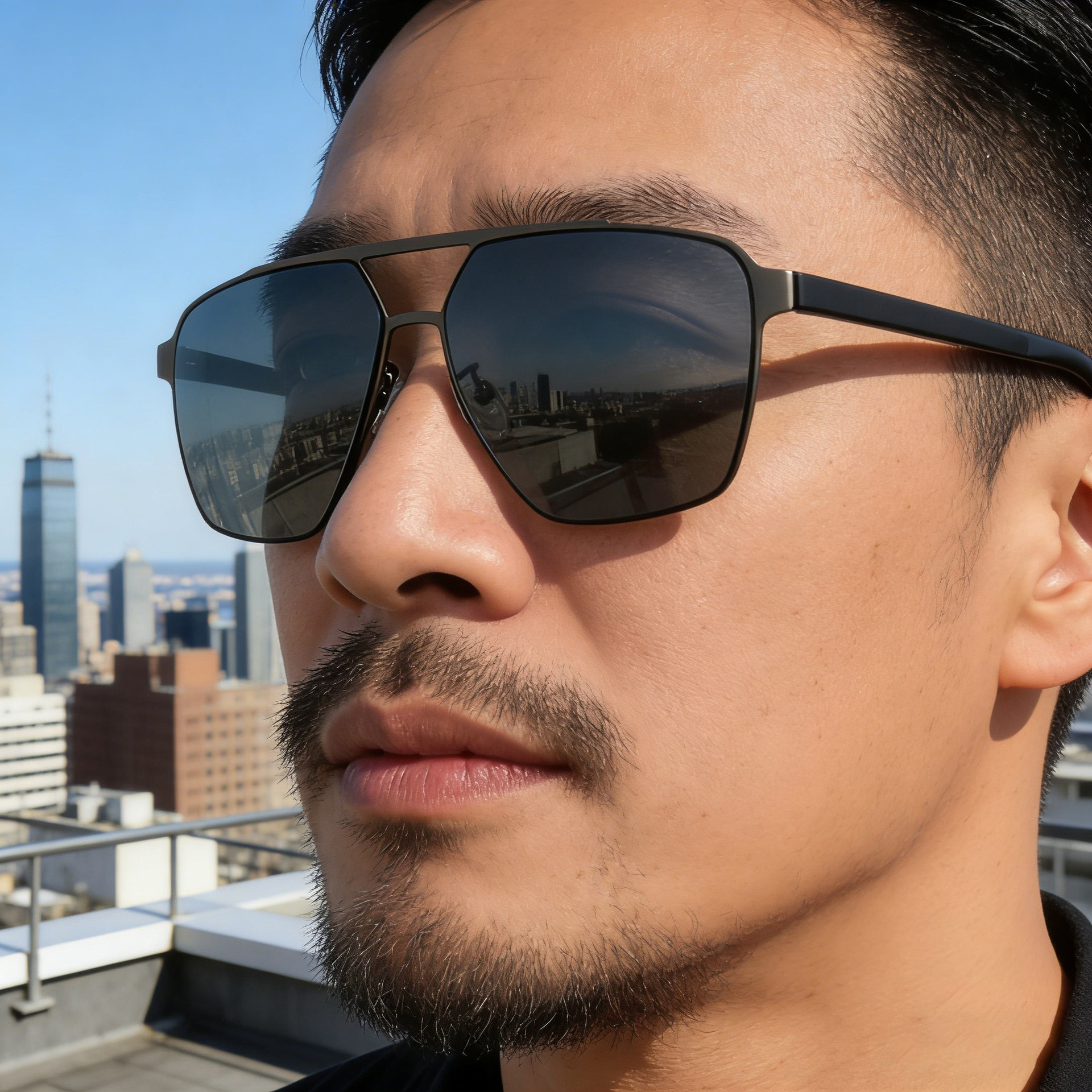 Wholesale Men's Vintage Square Polarized Sunglasses With Double Bridge - Everful