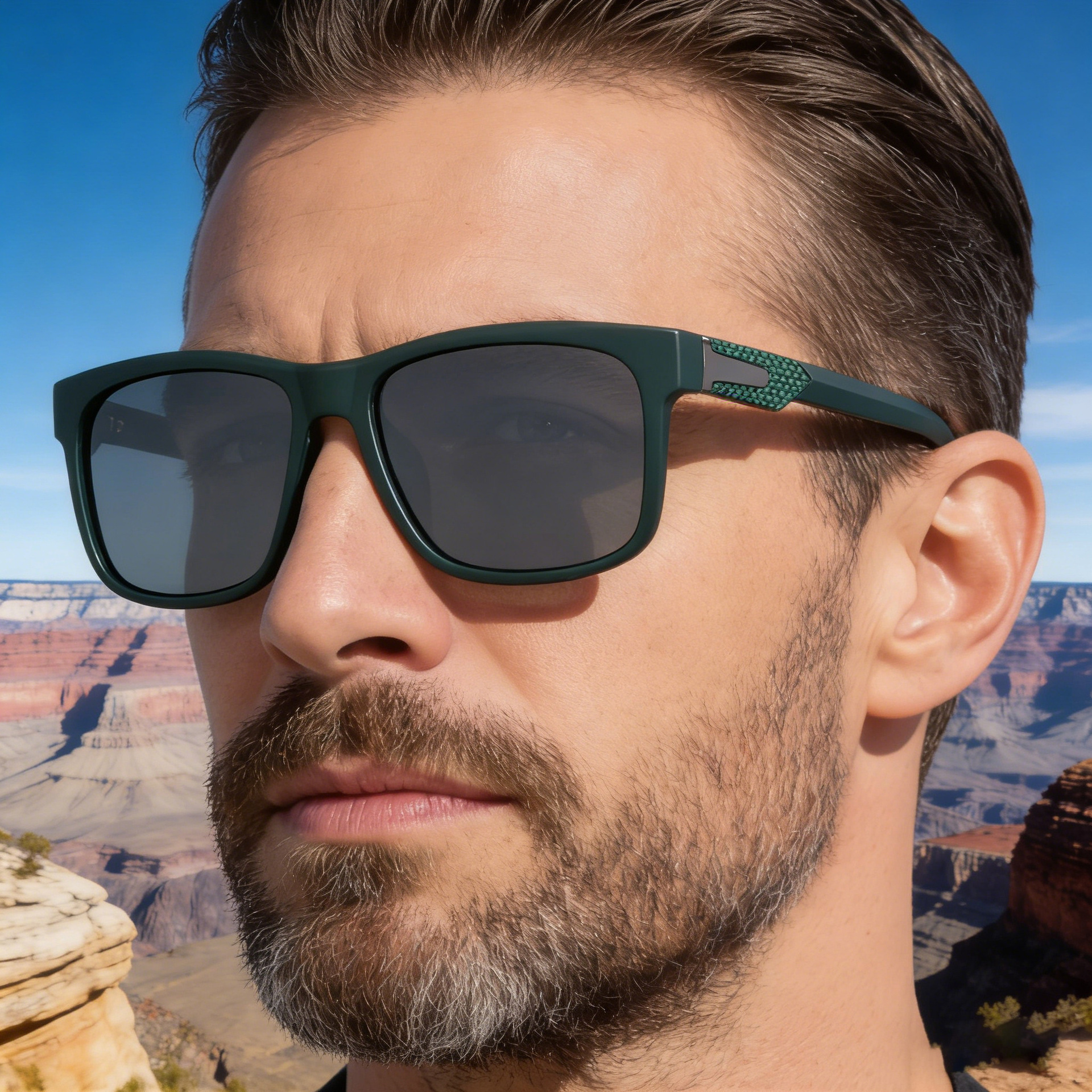 Men Polarized Square Sunglasses PC Frame TAC Lens UV400 Protection For Driving Outdoor Sports Fashion Matte Finish Eyewear