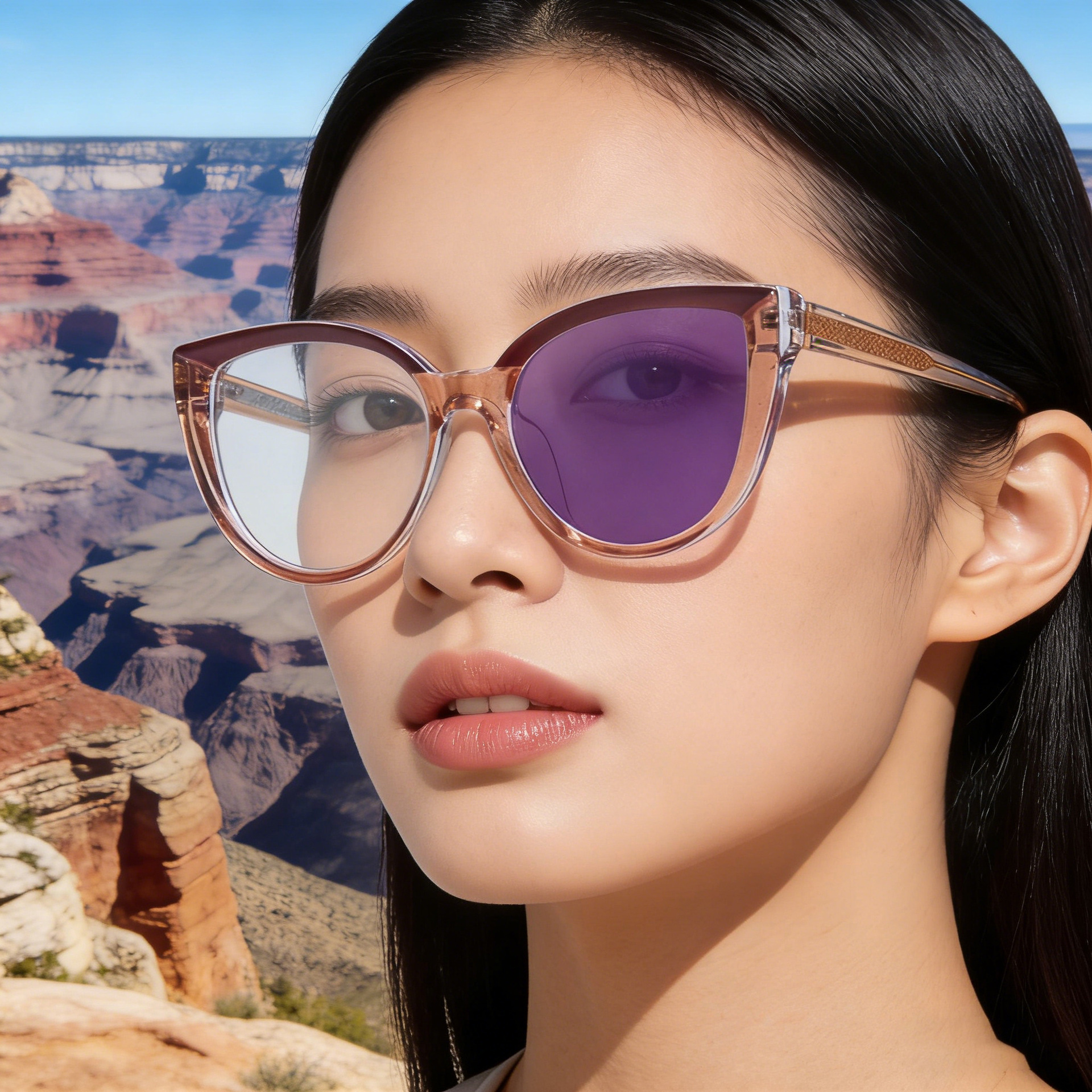 Fashion Cat Eye Women Sunglasses Photochromic UV400 Protection PC Lenses Plastic Metal Frame Outdoor Street Wear Eyewear