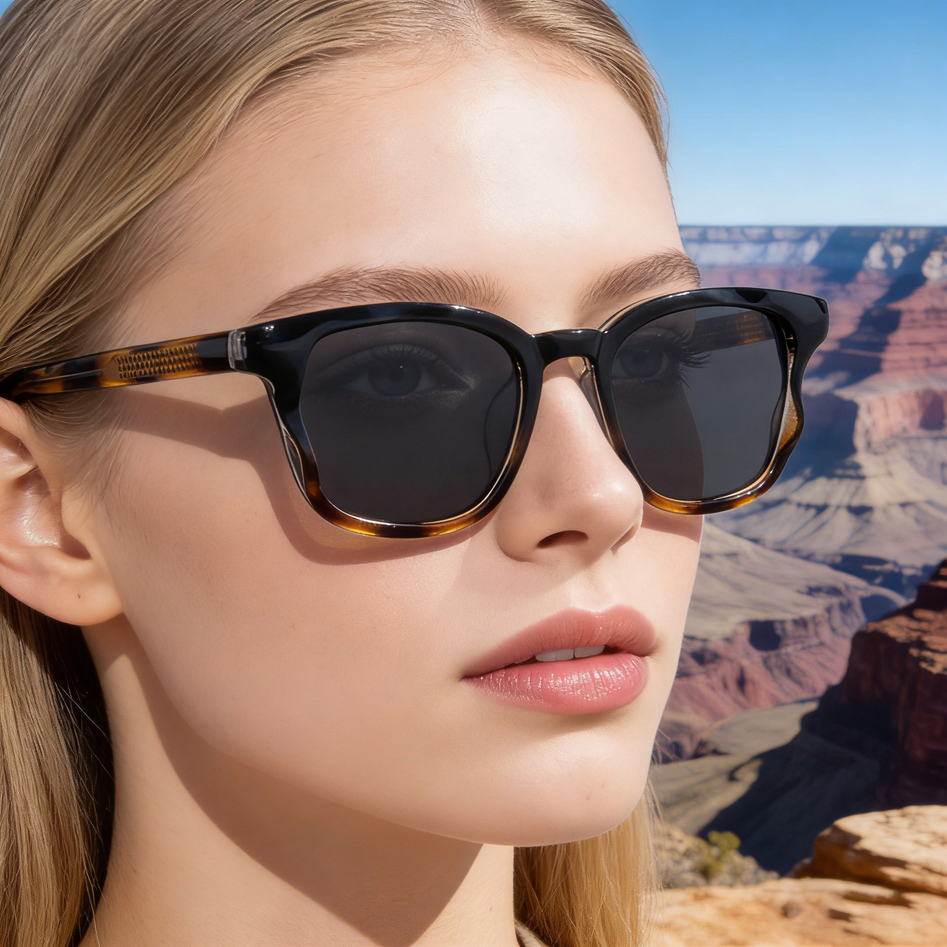 Women Fashion Square Frame Sunglasses Retro Wave Temple UV400 Protection PC Frame HD Vision Eyewear For Travel Daily Party