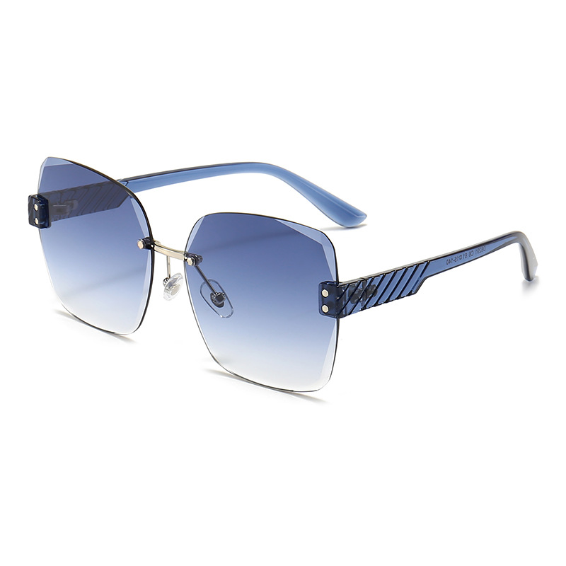 Wholesale Oversized Rimless Sunglasses with Diamond Cut Nylon Lens For Women - Everful