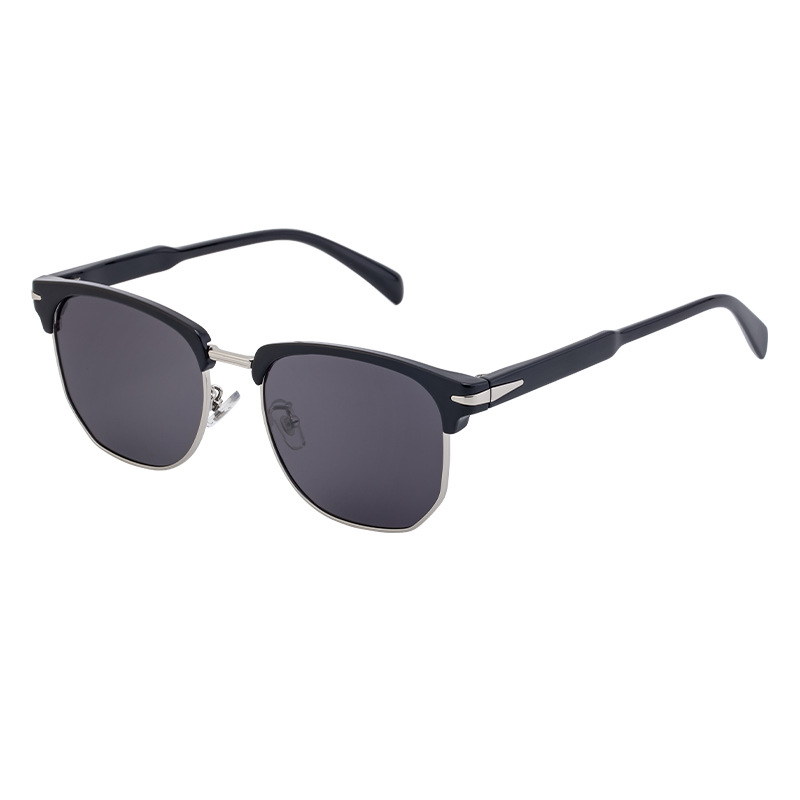 Wholesale Retro Square Polarized Sunglasses With Half Frame For Men - Everful