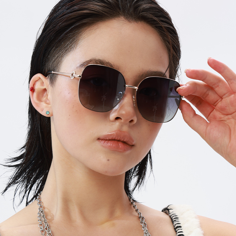 Women's Polarized Square Large Frame Sunglasses Metal TR Fashion Gradient Lens UV400 Outdoor Driving Party Eyewear