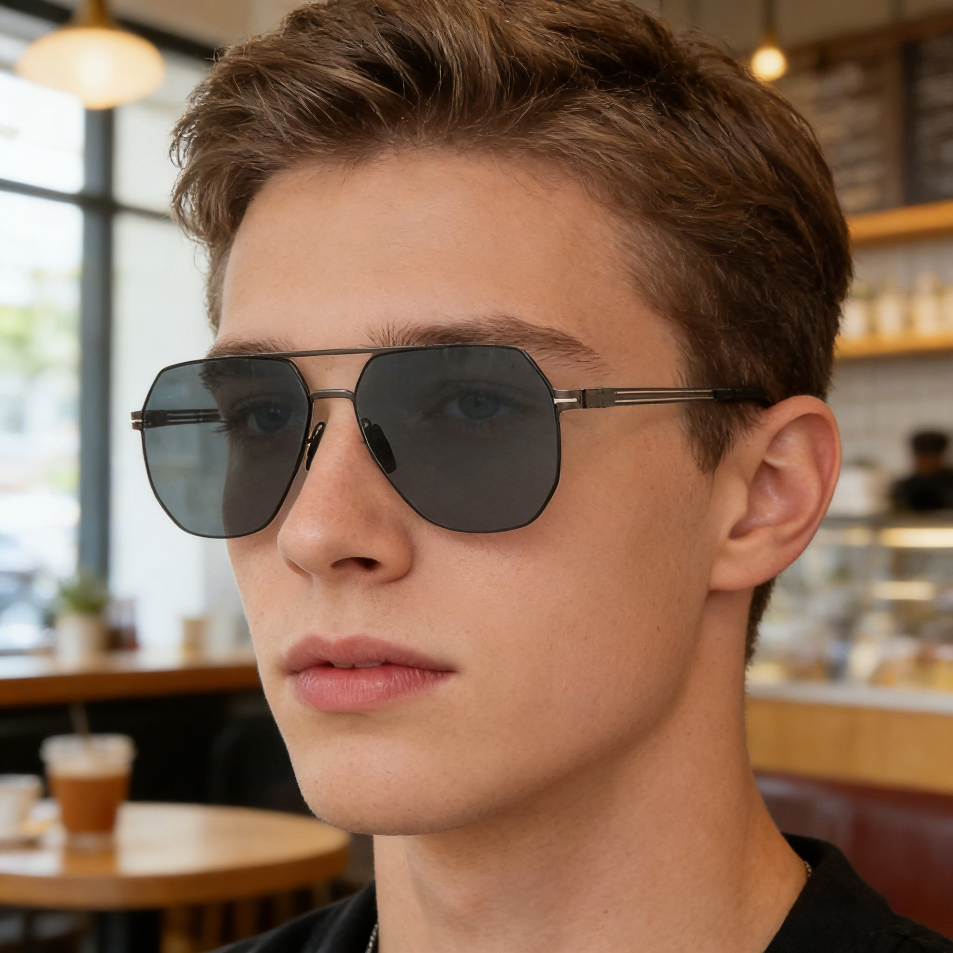 Wholesale Men Square Polarized Sunglasses Nylon Lens Metal Frame - Everful
