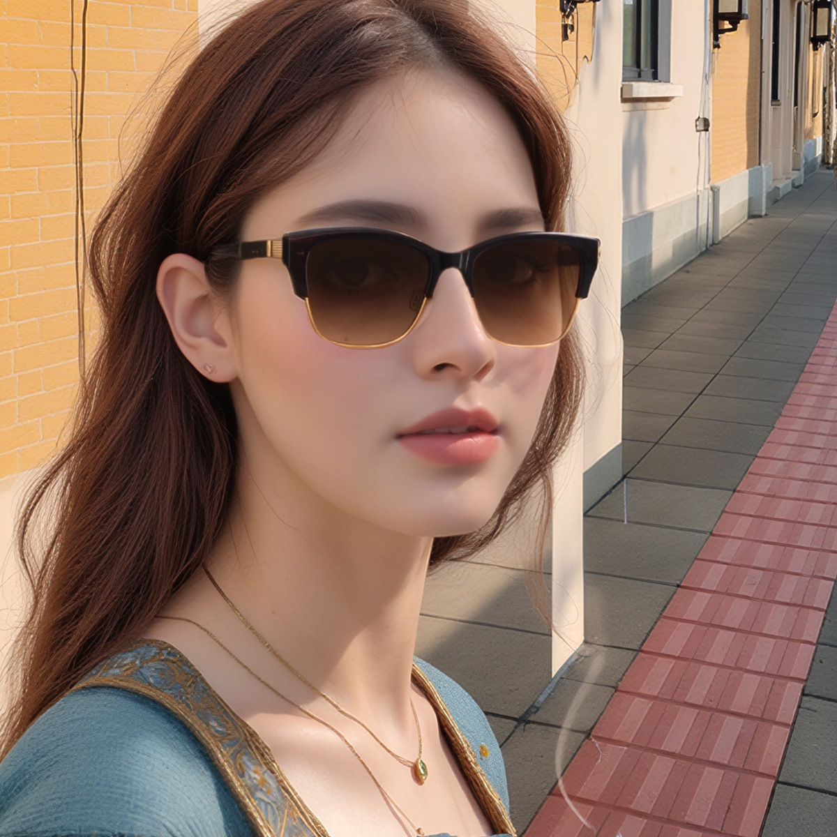 Wholesale Retro Cat Eye Sunglasses with Wood Grain Temples For Men - Everful