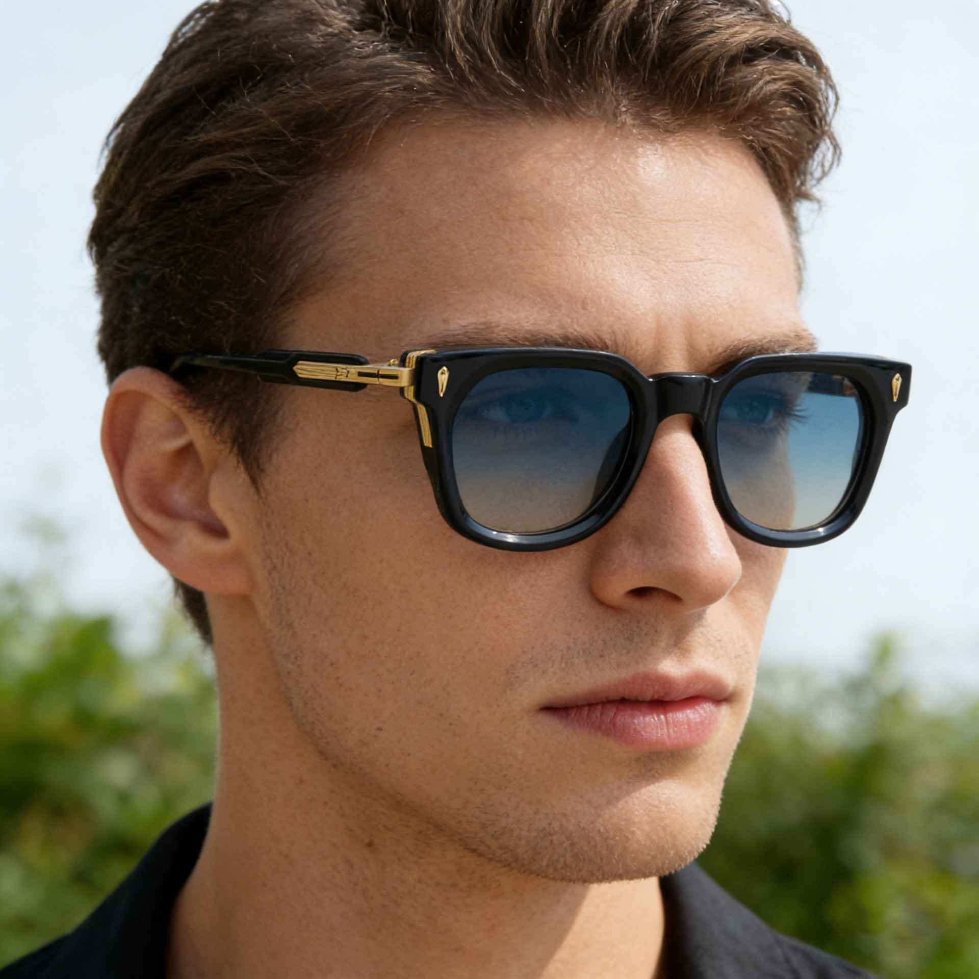 Wholesale Modern Square Sunglasses with Metal Decoration UV400 Protection - Everful