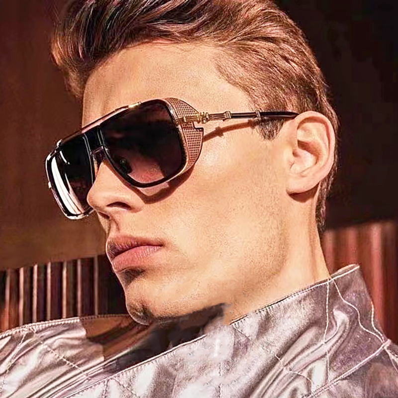 Wholesale Steampunk Square Sunglasses with Metal Frame and Mesh Side Shields - Everful