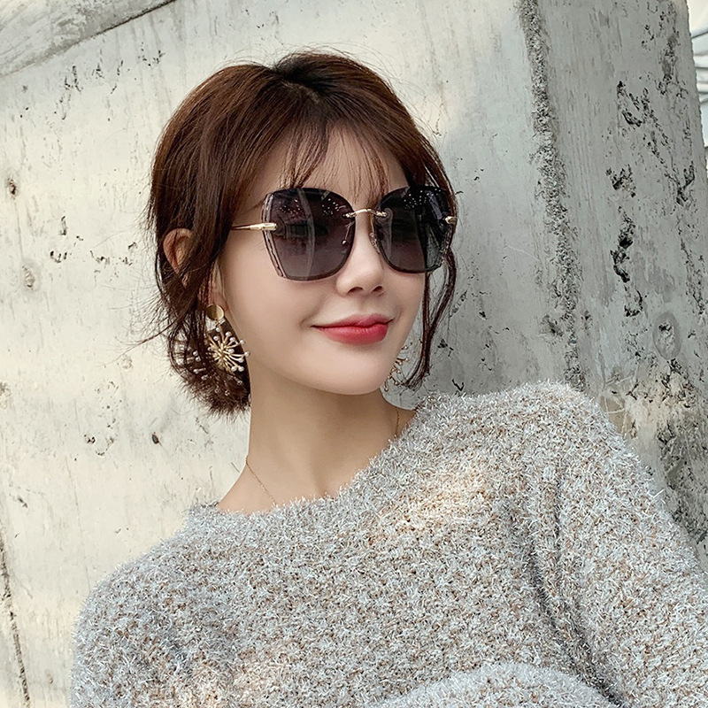 Wholesale Oversized Polarized Sunglasses with Rimless Metal Frame - Everful