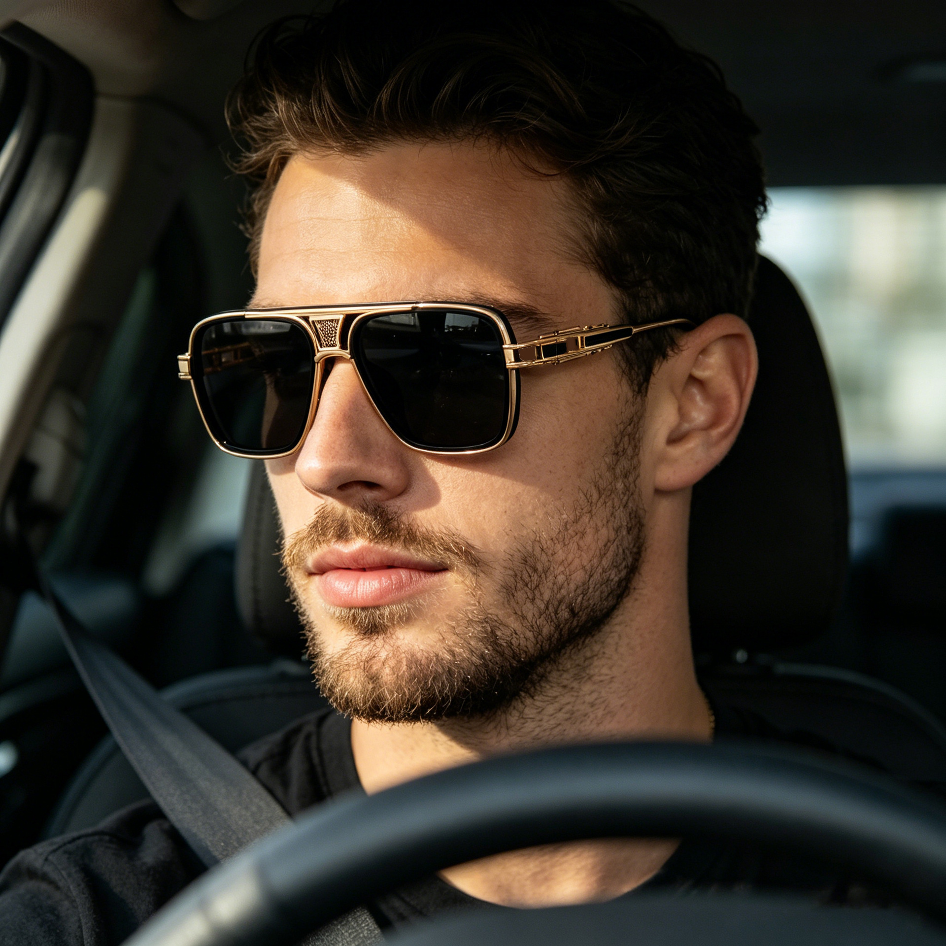 Wholesale Retro Polarized Square Sunglasses with Metal Hollow Frame - Everful