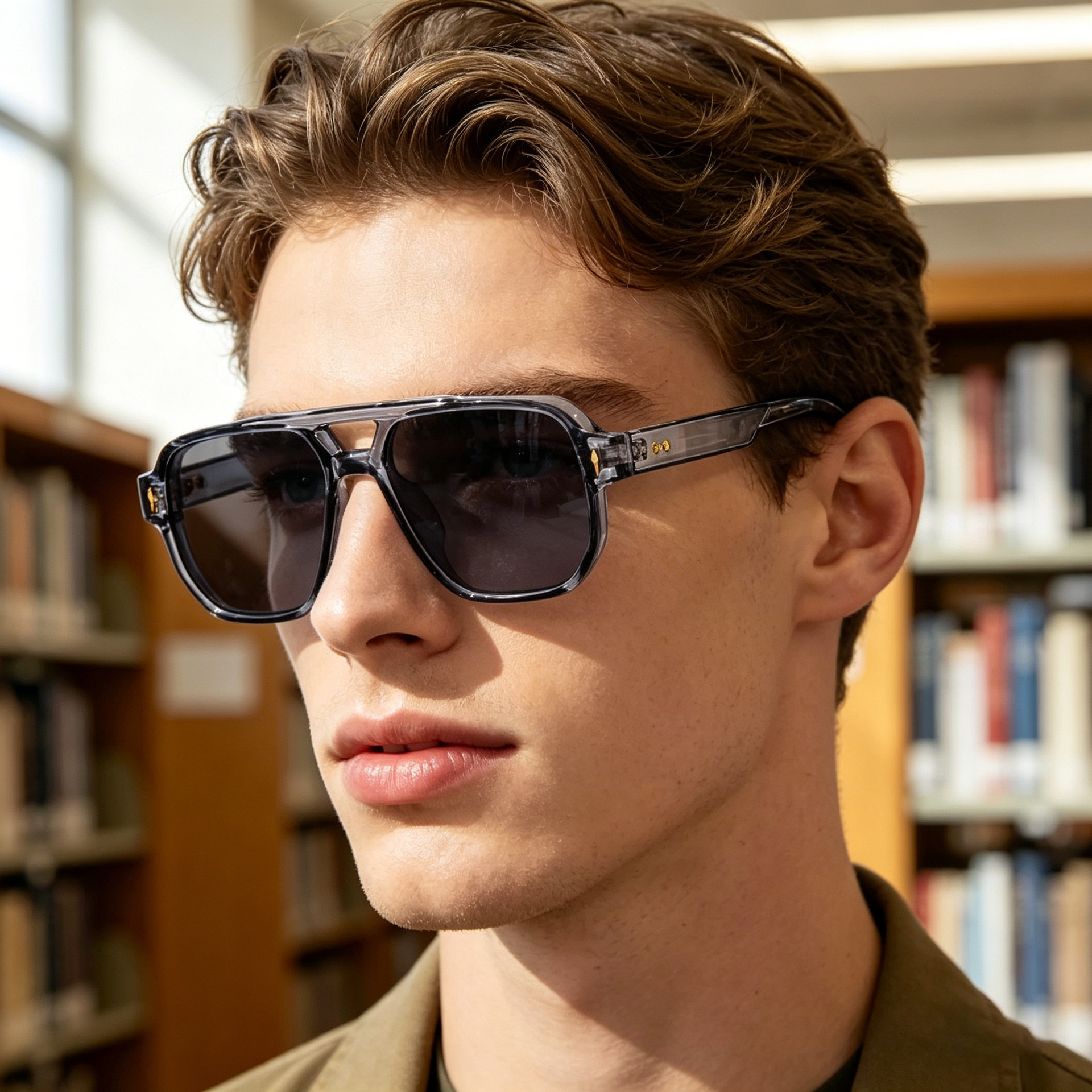 Wholesale Retro Square Aviator Sunglasses Men UV400 PC Lens Shades - Everful