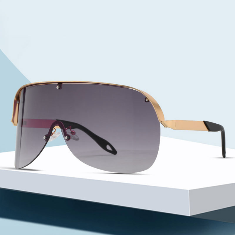 Wholesale Oversized Shield Sunglasses Metal Frame UV400 For Men Women - Everful