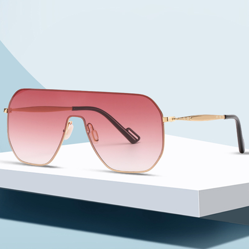 Wholesale Oversized Shield Sunglasses with Frameless Metal Frame - Everful