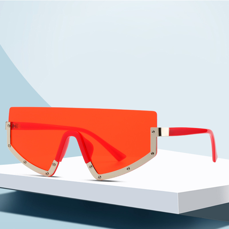 Wholesale Futuristic Shield Sunglasses with Metal Trim For Women Men - Everful
