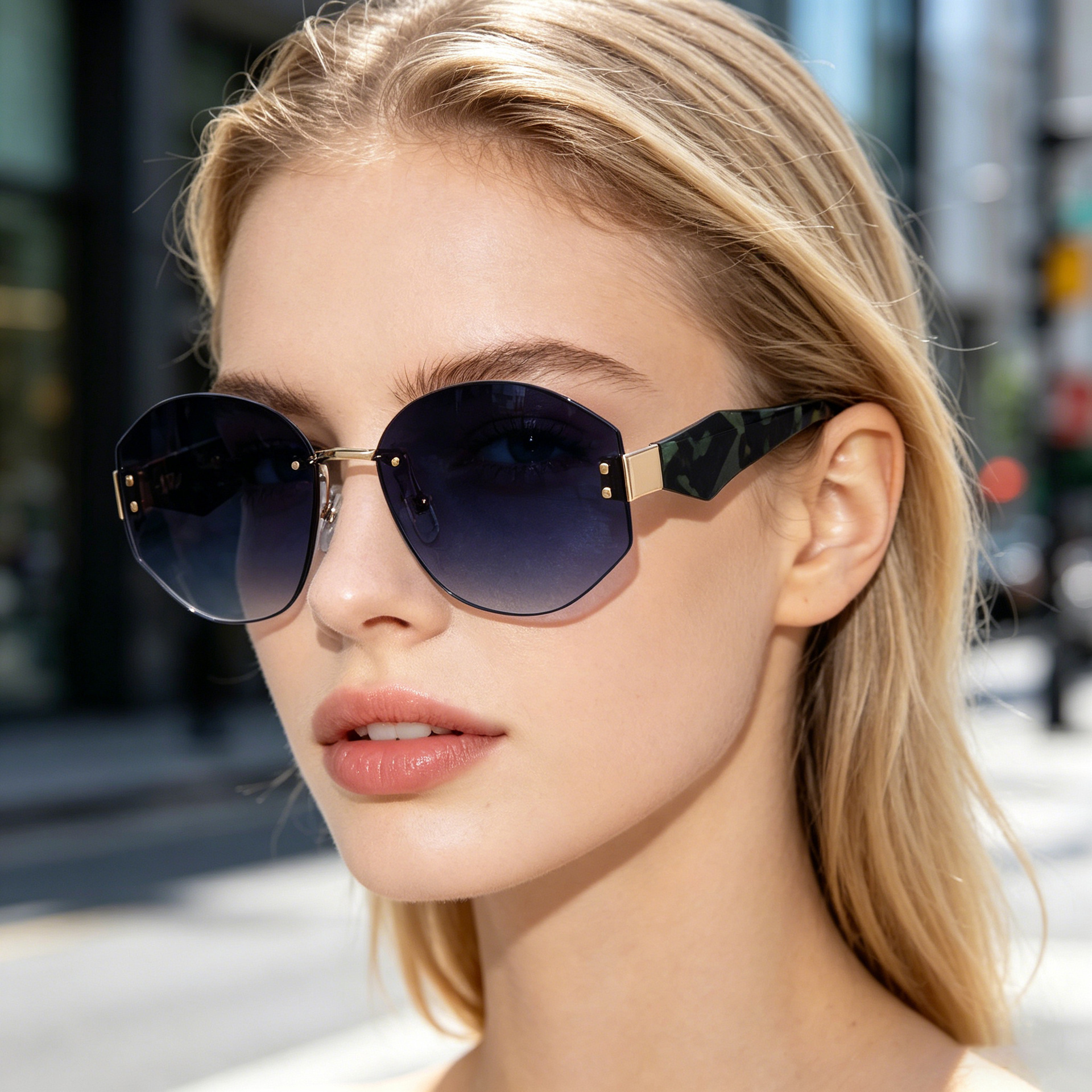 Wholesale Rimless Polygon Sunglasses with Gradient Lens For Men Women - Everful