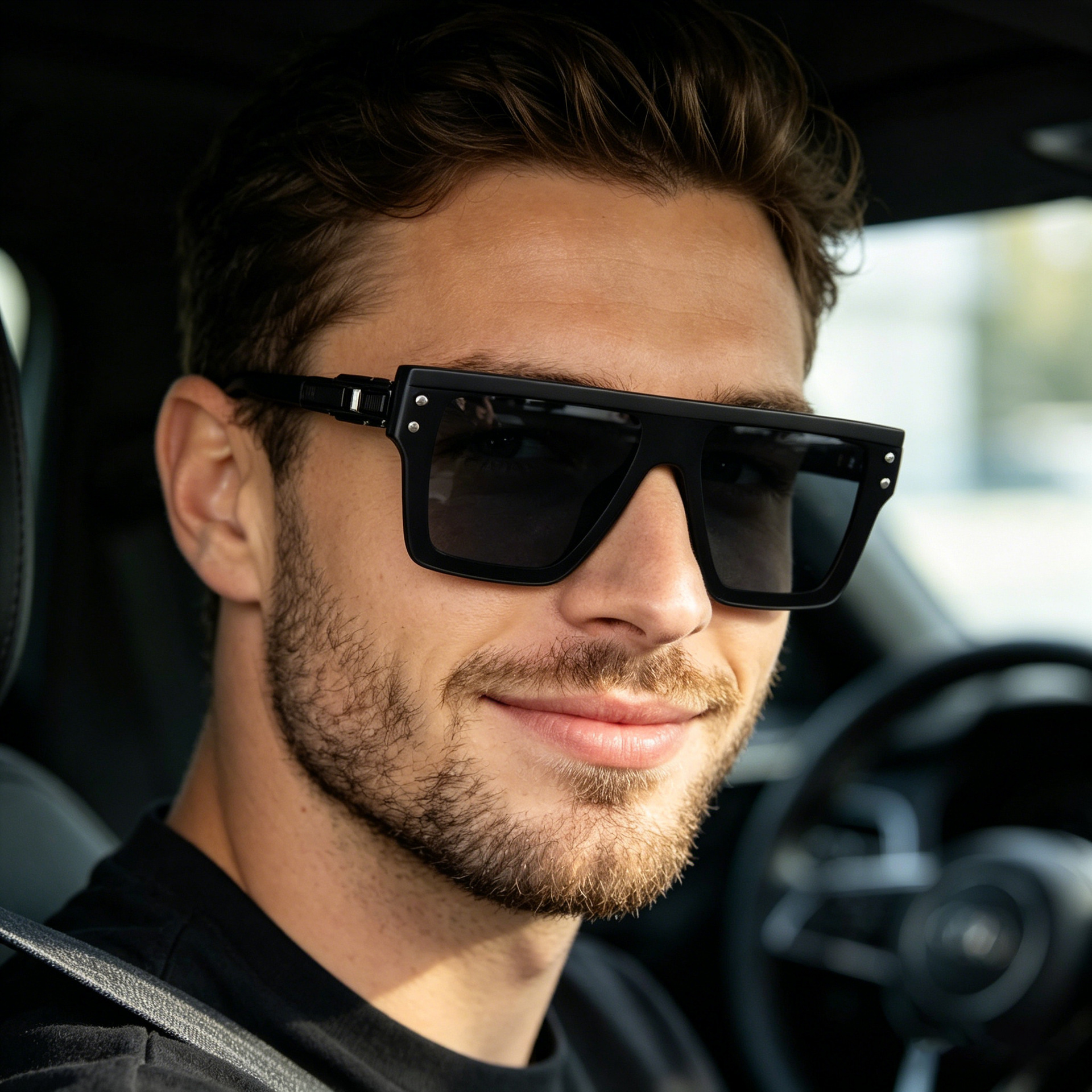 Wholesale Oversized Square Polarized Sunglasses with Metal Hinges - Everful