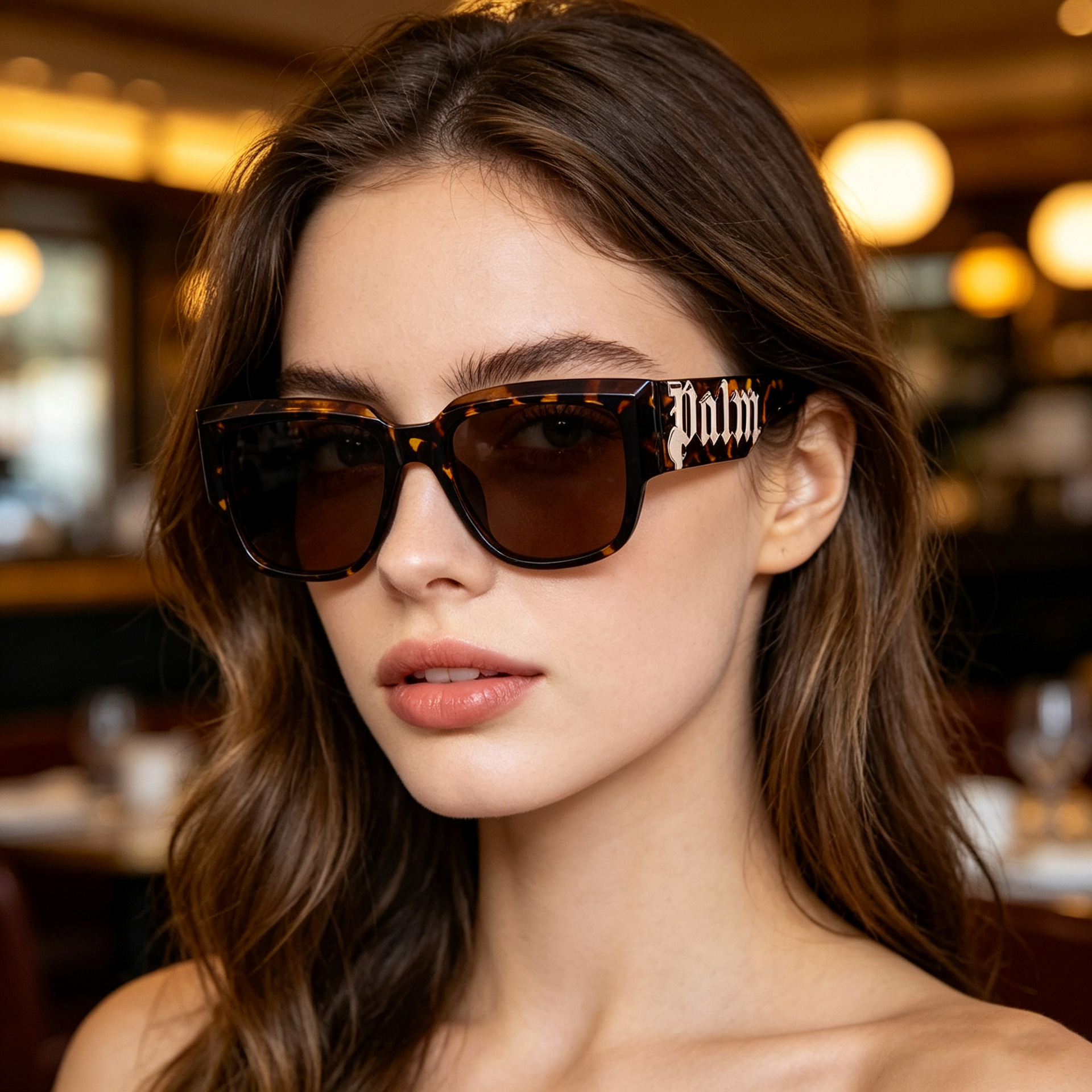 Wholesale Oversized Square Sunglasses PC Frame with Gothic Letter Decor - Everful