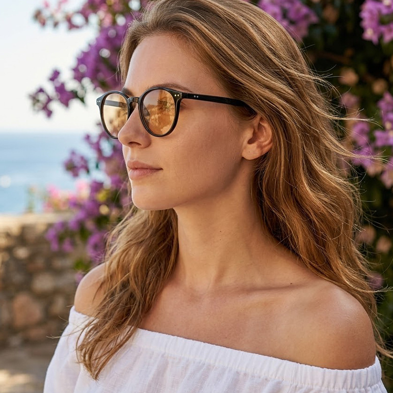 Wholesale Retro Round UV400 Sunglasses With Rivet Details - Everful