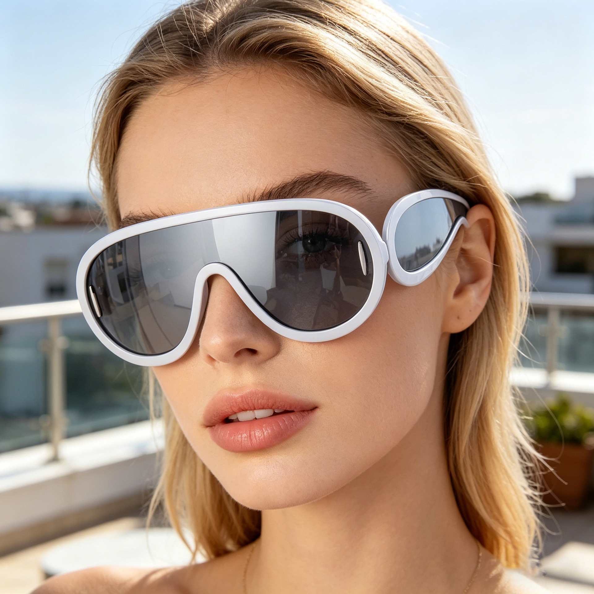 Wholesale Fashion Oversized Shield Futuristic Sports Sunglasses - Everful