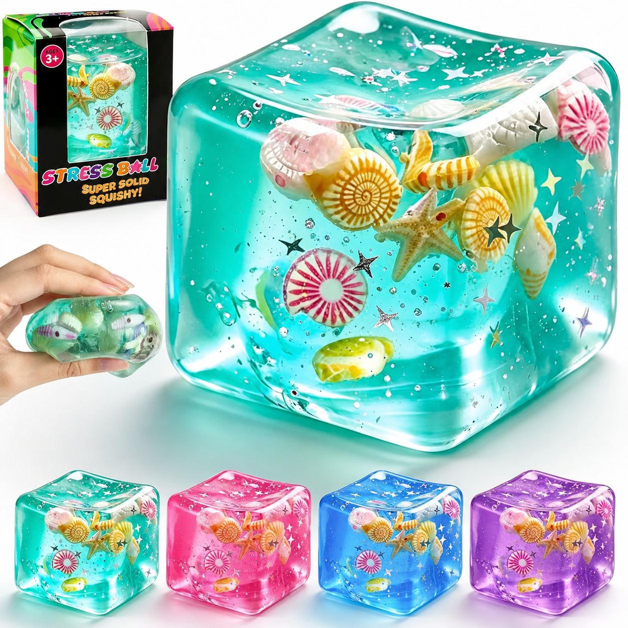 Ocean Shell Ice Cube Squishy Toy