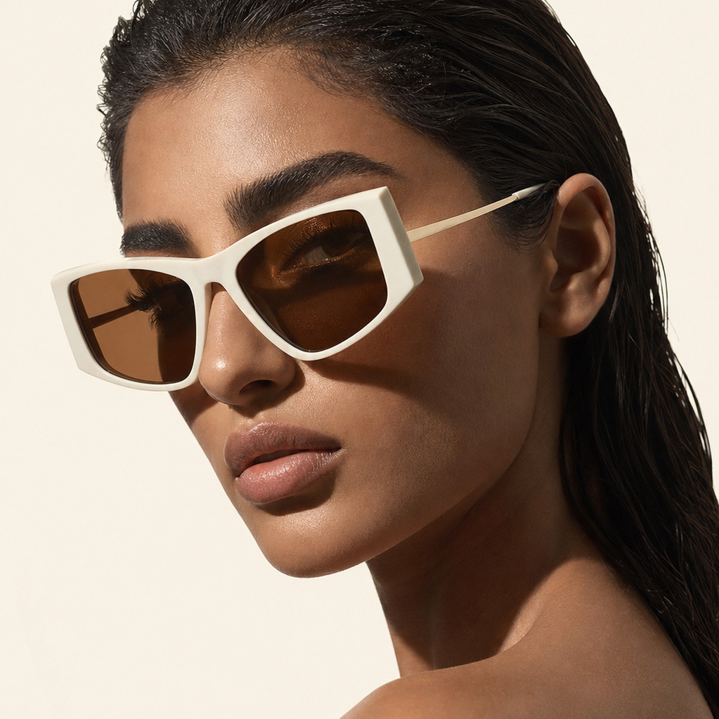 Wholesale Fashion Oversized Cat Eye Sunglasses With Metal Temples - Everful