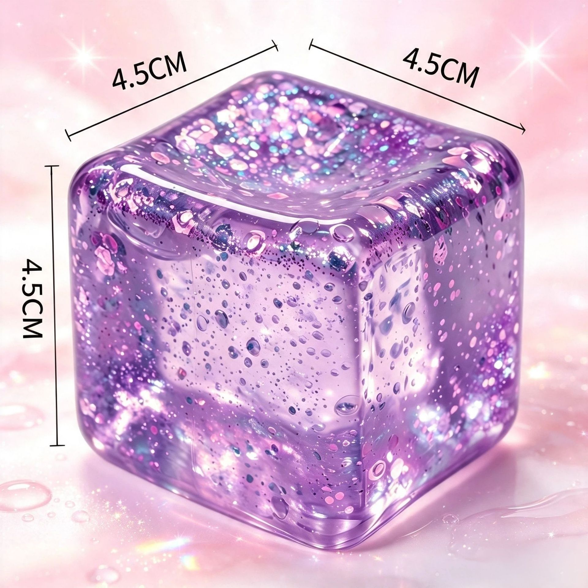 Gold Glitter Ice Cube Style (4.5cm)
