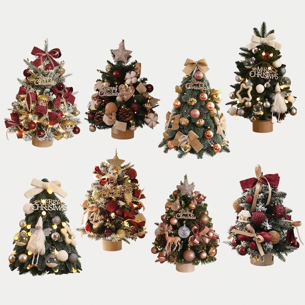 58 Pattern Wholesale Pre-lit Mini Desktop Christmas Tree With LED Lights - Everful