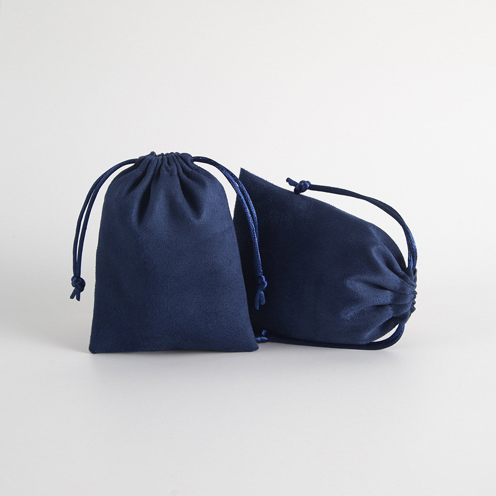 Wholesale Navy Blue Flannel Drawstring Jewelry Pouches Gift Bags - Everful