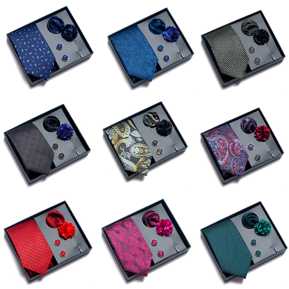 Wholesale Men Business Tie Pocket Square Cufflinks Brooch Accessories ...