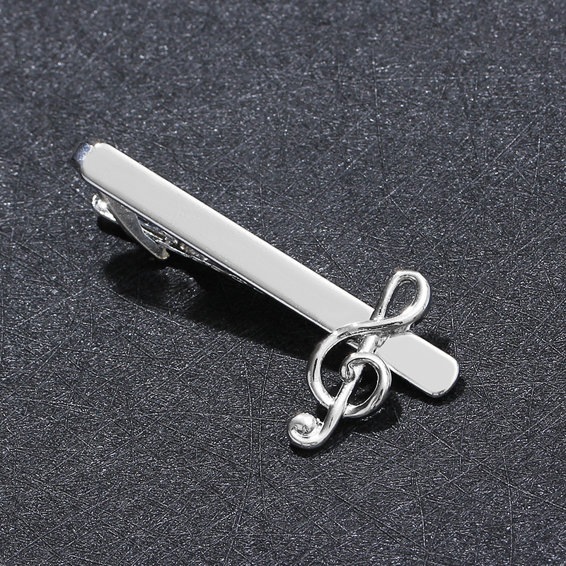 Men's Silver Copper Tie Clip Musical Note G-Clef Design Business Shirt Accessories For Professional Music Lover Wedding Party Gift
