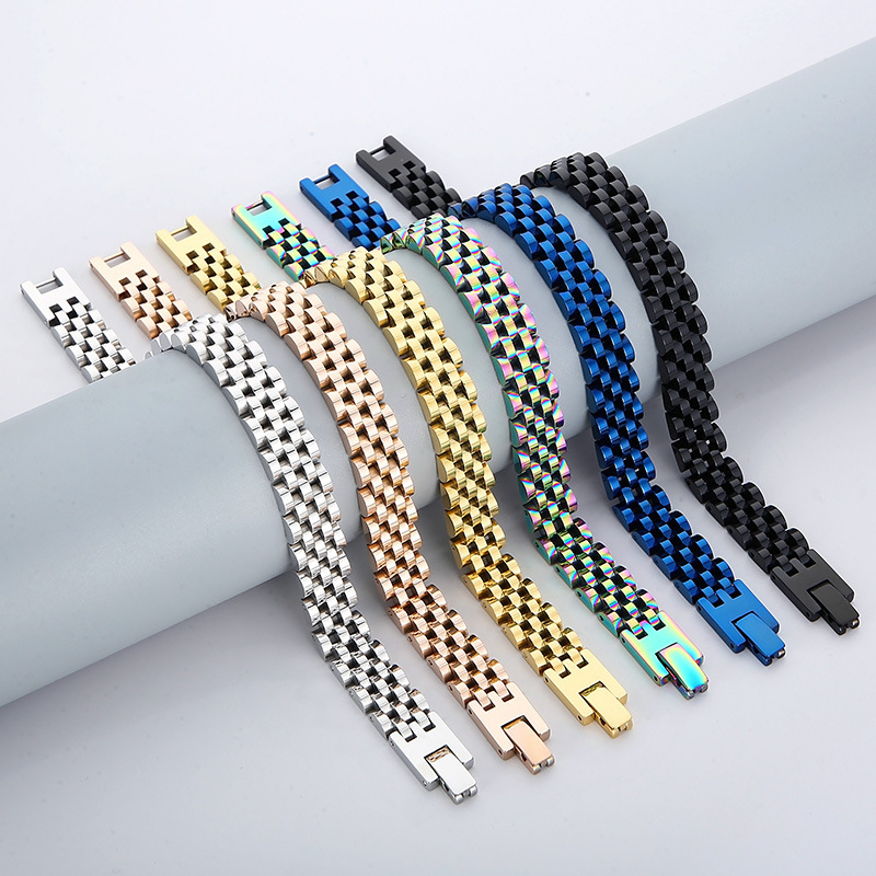 Men's 316L Stainless Steel Watch Band Bracelet Luxury Jubilee Link Chain Jewelry Business Biker Style Wristband For Daily Dating Gift 10mm Width