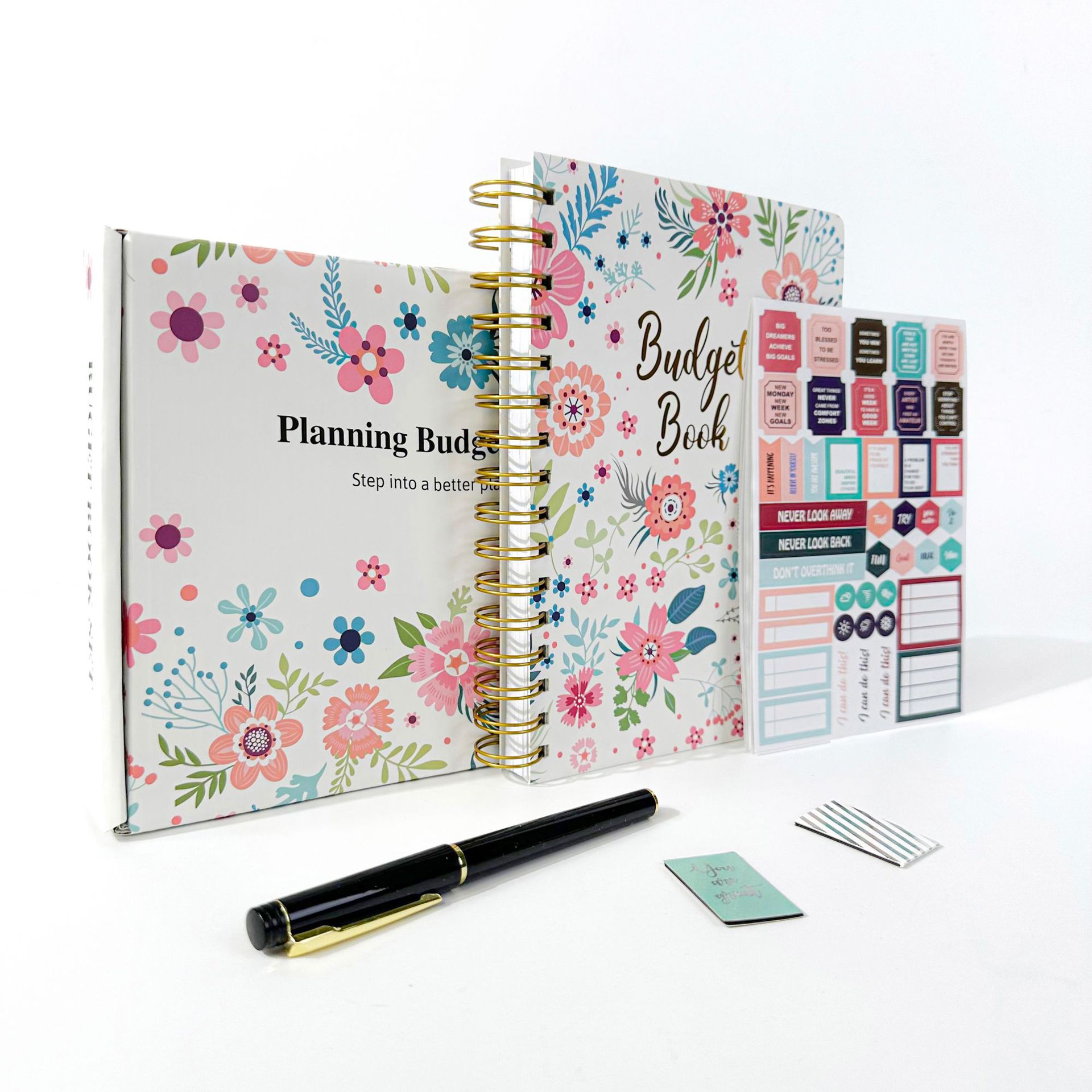 Floral Budget Planner Set Spiral Budget Book With Stickers Pen Magnetic Bookmarks For Expense Tracking Monthly Planning