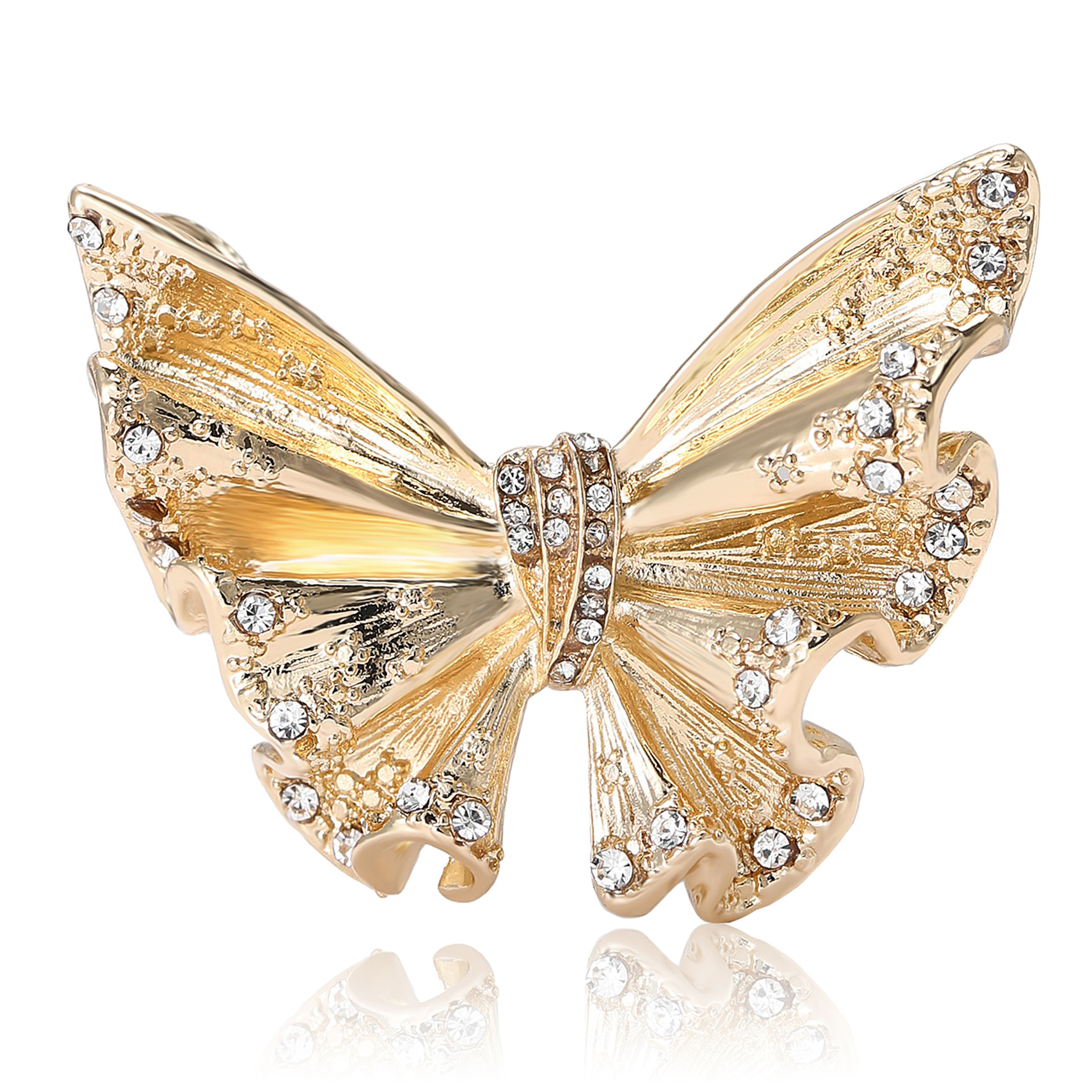 Elegant Alloy Rhinestone Butterfly Brooch For Women High Grade Enamel Insect Pin Fashion Suit Sweater Accessories Jewelry Sparkling Gift Item