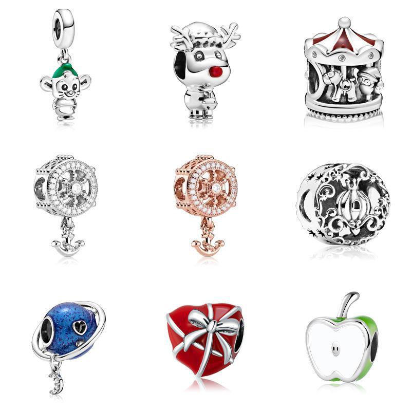 Alloy Enamel Zirconia Christmas Theme Charms Cartoon Mouse Reindeer Pumpkin Coach Planet Pendants For DIY Bracelet Making Jewelry Accessories For Women Kids Gift