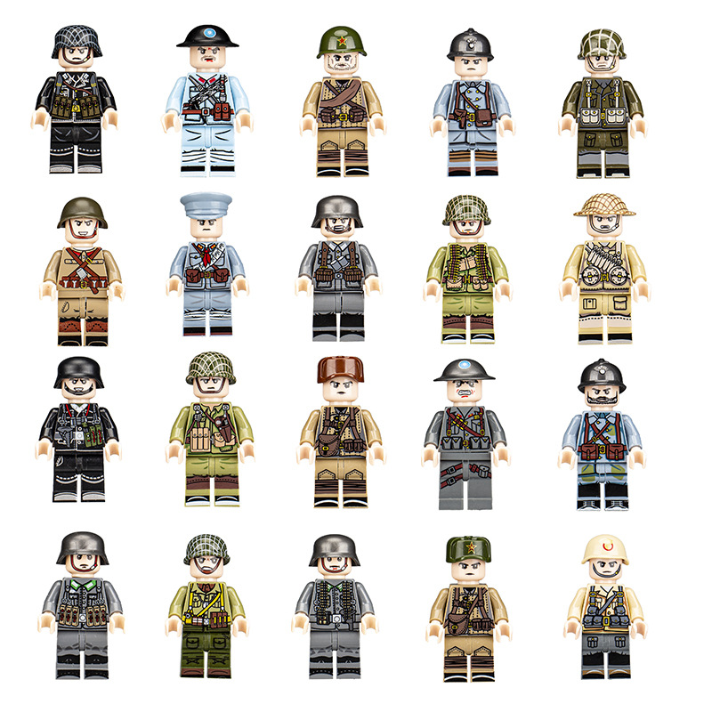 WWII Military Building Block Minifigures Set Soldiers Action Figures Assembly Bricks Educational DIY Construction Toys For Kids Boys