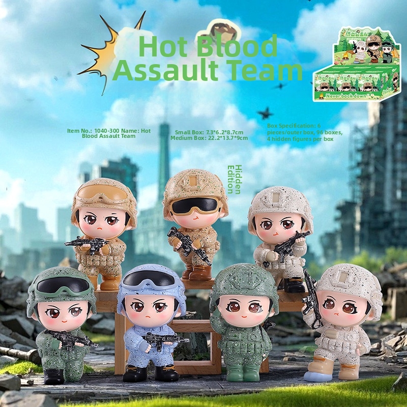Collectible Cartoon Soldier Resin Blind Box Figurine Mystery Box Desktop Ornament For Home Office Decor Creative Gift For Boys Men